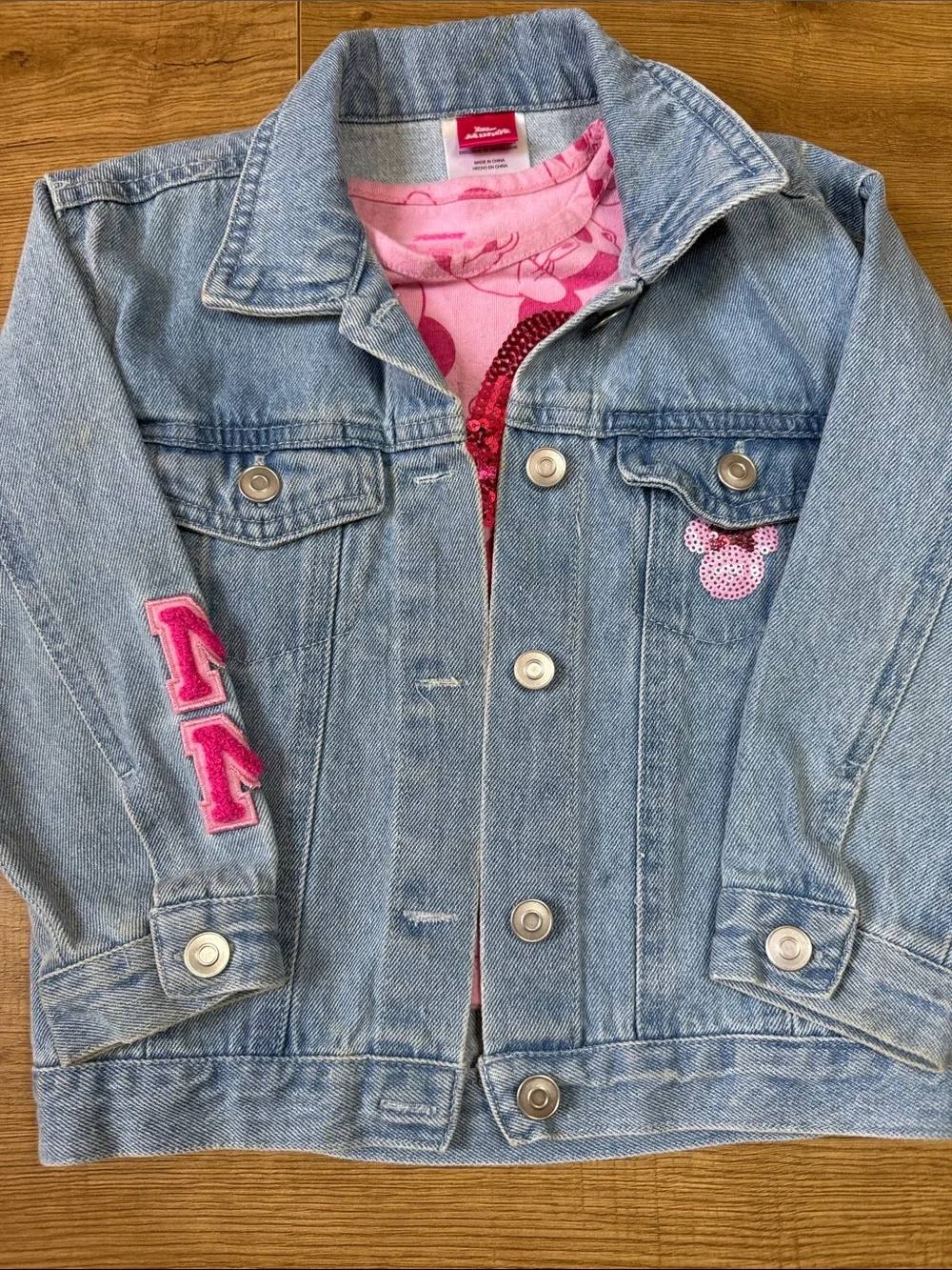 Minnie Mouse Denim Jacket and Bright Pink Leggings Set